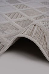 Bonn 8802 Krem Geometrik Modern Mutfak Halısı Kesme Halı