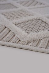 Bonn 8802 Krem Geometrik Modern Mutfak Halısı Kesme Halı