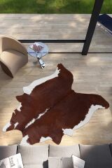 Buffalo Tgr Orjınal Kahverengi / Beyaz Naturel Deri Halı