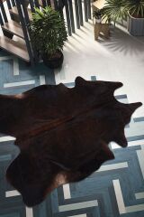 Buffalo Tgr Orjınal Koyu Kahverengi Naturel Deri Halı