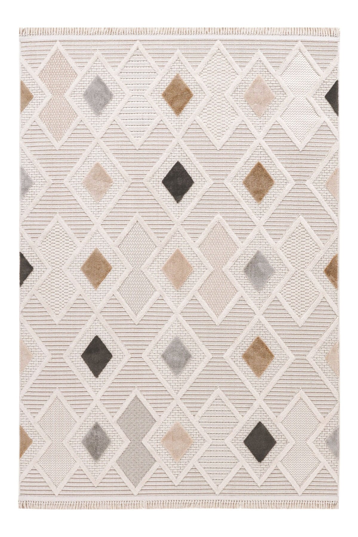 Bonn 8804 Krem Geometrik Mutfak Halısı Kesme Halı