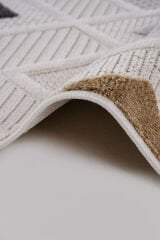 Bonn 8804 Krem Geometrik Mutfak Halısı Kesme Halı