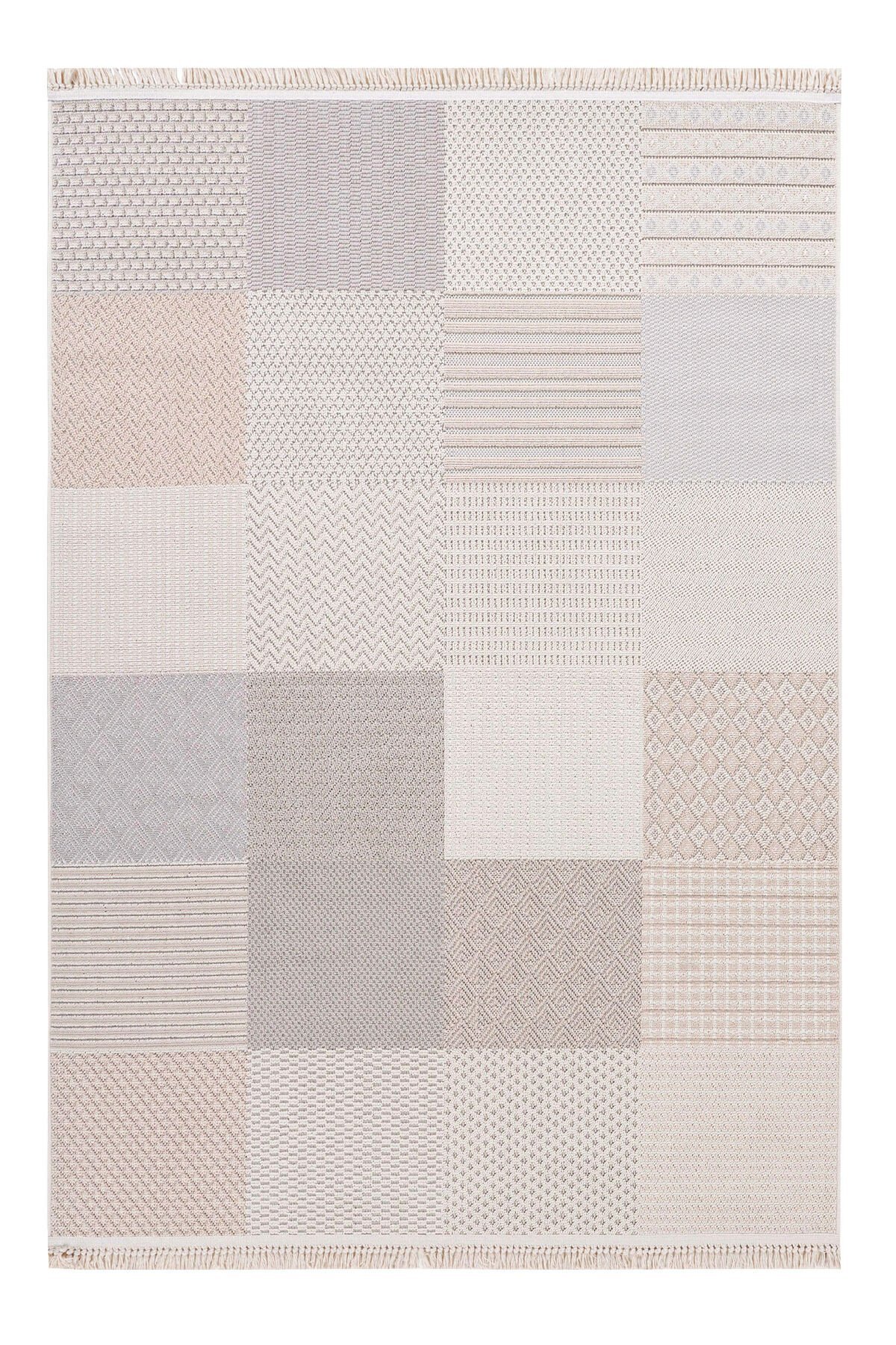 Bonn 8806 Bej Bohem Mutfak Halısı Kesme Halı