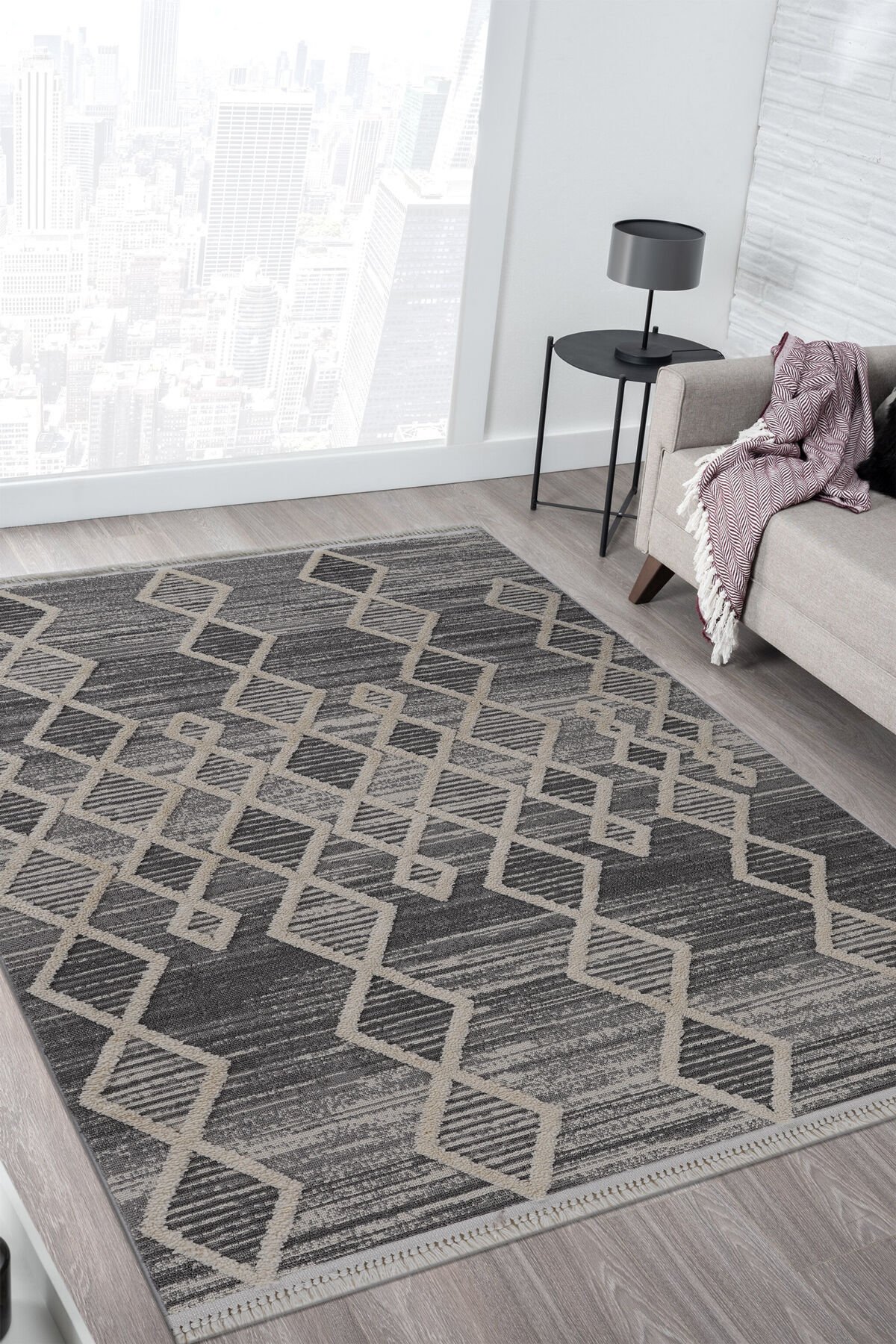 Step 2206 Gri İskandinav Salon Halısı Kesme Halı