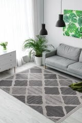 Step 2202 Gri Modern Salon ve Mutfak Halısı Kesme Halı