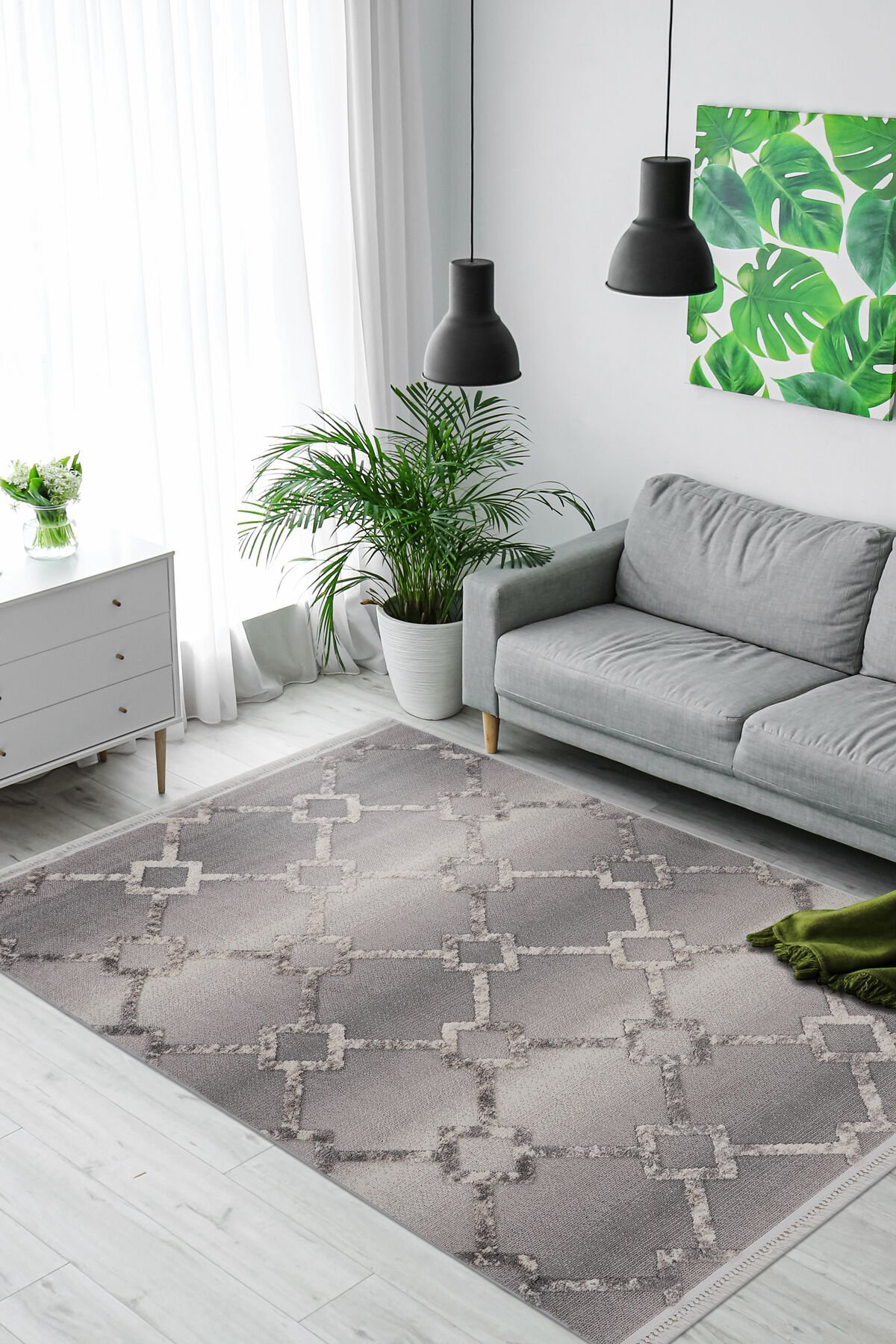 Step 2203 Gri İskandinav Salon Halısı Kesme Halı