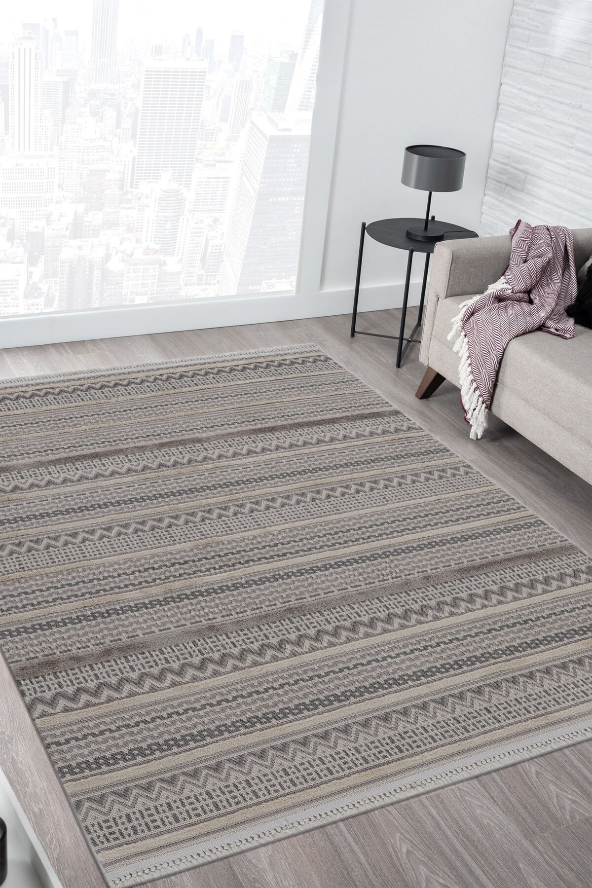 Step 2207 Gri İskandinav Salon Halısı Kesme Halı