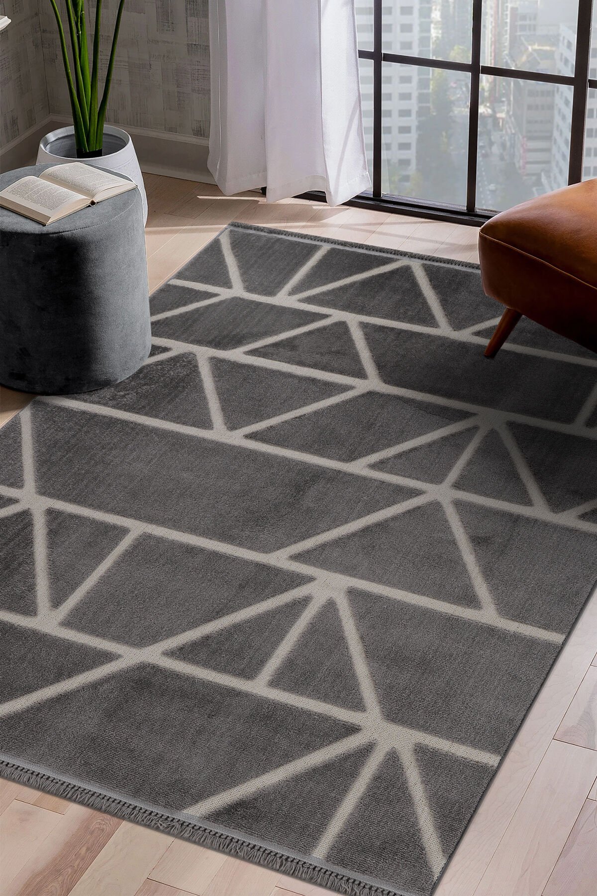 Step 2210 Gri Modern Salon Halısı Kesme Halı